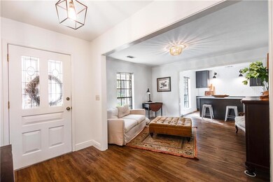Flow from front door to study and kitchen.