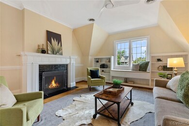 wood-burning fireplace, lovely mantel, mouldings