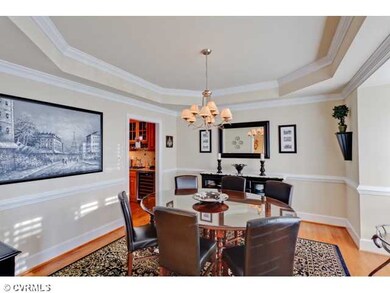 Dining Room - Bay window, hardwood floors, tray ce