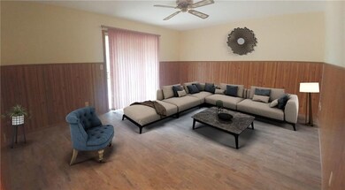 Wood look tile in living room, hallway, and bedroo