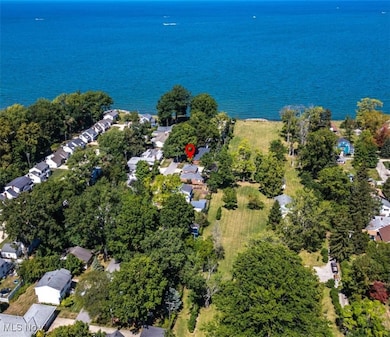 Aerial view of house and Lake Erie