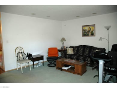 Living Room Has Wood Floor Under Carpet & Recess Lighting