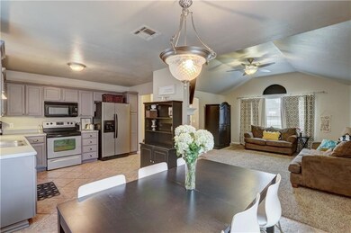 view of the kitchen and living room from the dinin