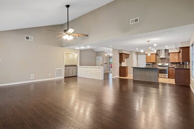 Open concept living in a home with character