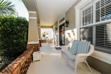 Front porch overlooking neighborhood green space a