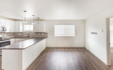 Kitchen with a peninsula, appliances with stainles