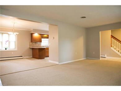 View from living room into the dining room/kitchen