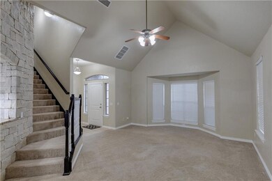 living room view from dining area