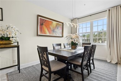 Dining space with a notable chandelier