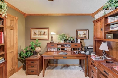 Bedroom used as a Home office with a textured ceil