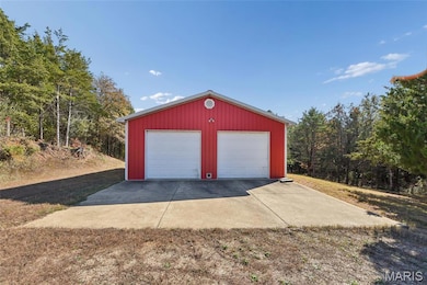View of detached garage