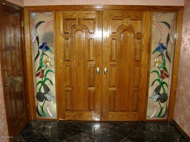 Stained Glass & Oak Front Door Interior