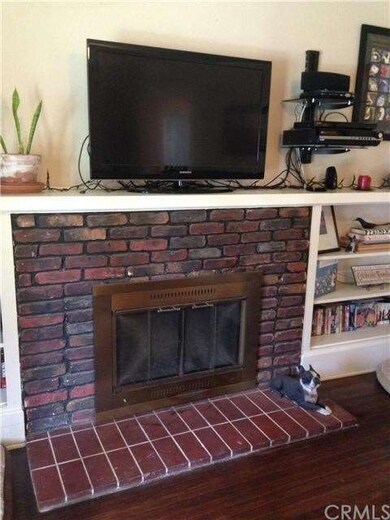 Detail of the living room fireplace.