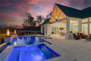 Twilight view of the custom salt water gunite salt