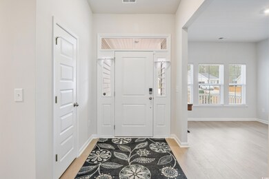 Foyer with light hardwood / wood-style floors