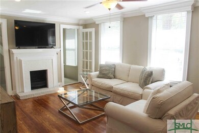 Living room with cozy fireplace.