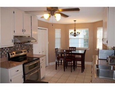 Kitchen. Tile floors in good sized eat in kitchen,