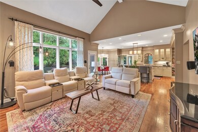 Family Room flows into kitchen with access to sunr