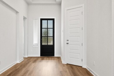 Entrance foyer featuring wood finished floors and