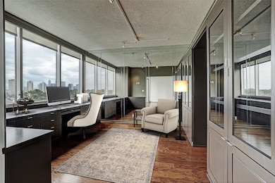 Study or Home office with a beveled mirrored wall