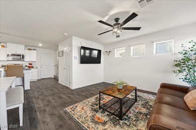 Downstairs with vinyl plank flooring.