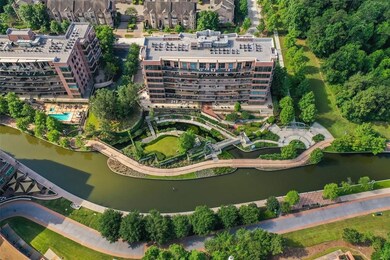 Birdseye view of the building and surrounding grou