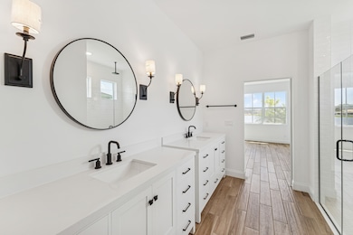Primary bath with dual vanities