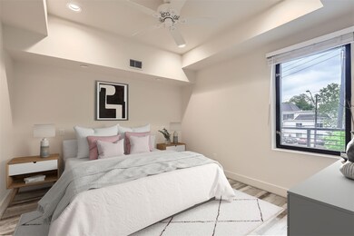 Bedroom with recessed lighting, visible vents, li