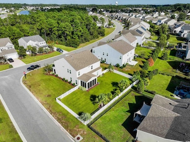 Aerial perspective of suburban area