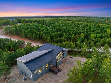 View from above of property with a forest