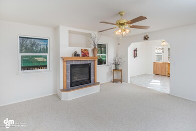Living room and adjoining dining room