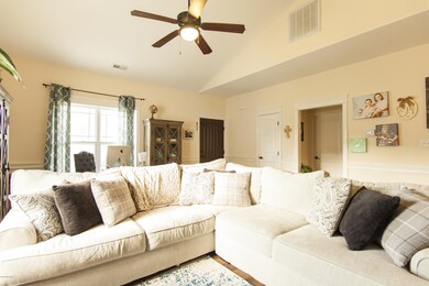 living room and office area
