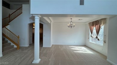 Unfurnished dining area featuring carpet flooring,