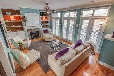 Spacious living room with built in bookcases, gas 