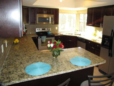 Kitchen w New Granite and Cabinets