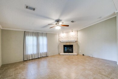 Wood burning fireplace in living space