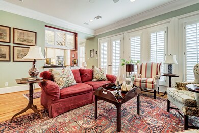 Located just next to the kitchen, French doors in