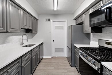 Kitchen with new backsplash and quartz counters