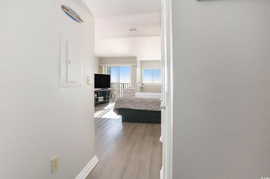Hall featuring light wood-style floors and electric panel