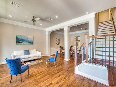Notice the can lights and wood stair treads in thi