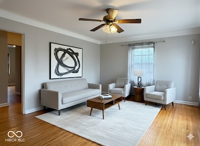 Living room, virtually staged.