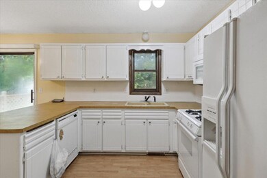Kitchen overlooking backyard