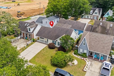 Aerial perspective of suburban area
