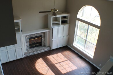 View of the family room from the stairway.