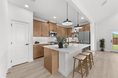 Kitchen with floating shelves