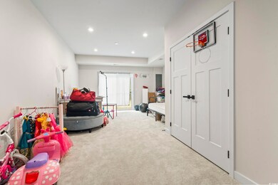 Rec room featuring carpet floors and recessed ligh