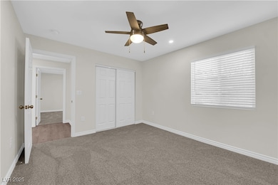 Unfurnished bedroom featuring carpet flooring, a c
