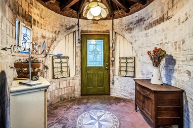 The turret entryway with stone star inlay.