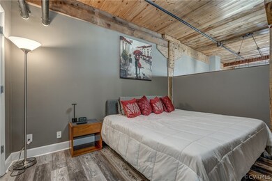 Loft bedroom with new floors and freshly painted
