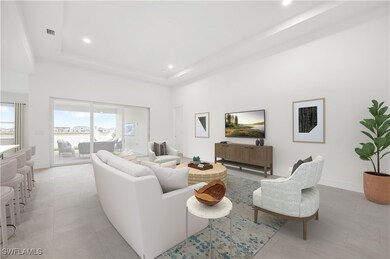 Spacious great room living with water views